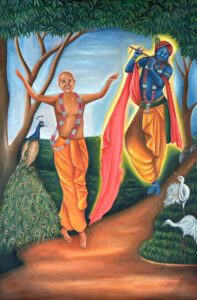 Sudama worshipping Krishna. 