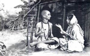 Sudama's wife requesting him to visit Krishna.