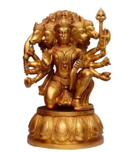 brass idol of panchmukhi hanuman at home