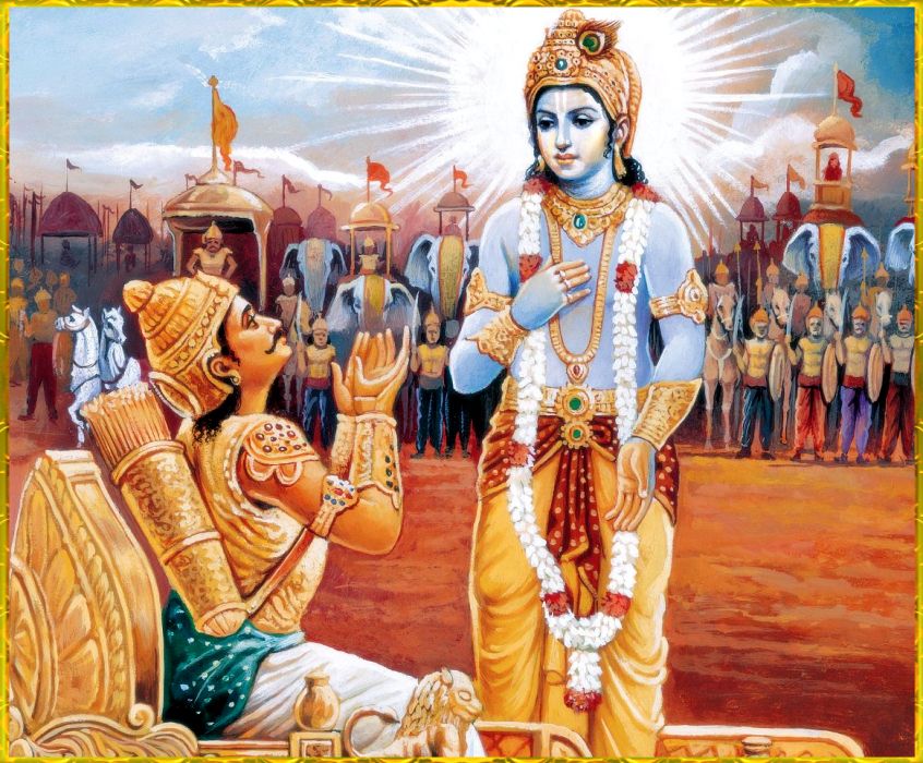 Krishna teaching Arjuna Karma