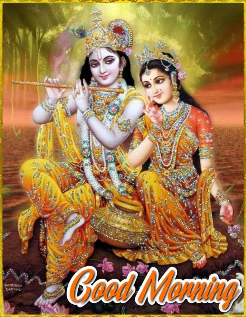 Radha Krishna with Good Morning Caption